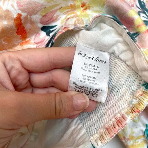 For Love & Lemons Holis Lace Up Crop Top Floral Puff Sleeves Sweetheart And XS - Picture 7 of 9